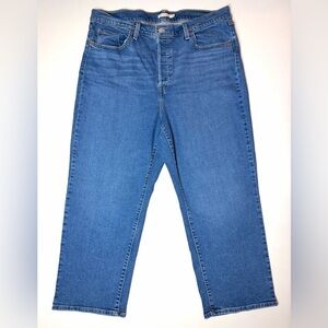 Levis Womenn’s Ribcage Straight Ankle Classic Blue Jeans Size- 18 W